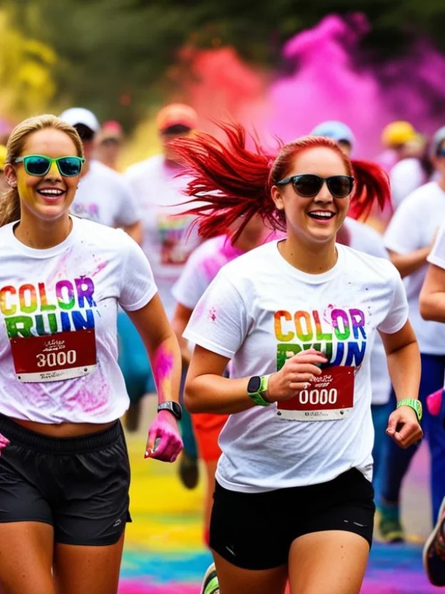 Bagnoles Orne Bebagnoles Destination Domfront Evenement Color Run Rues Medievales Couleurs Tshirt Blanc