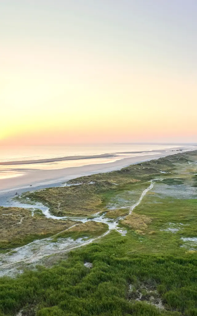 Coucher de soleil sur la plage de Tréguennec