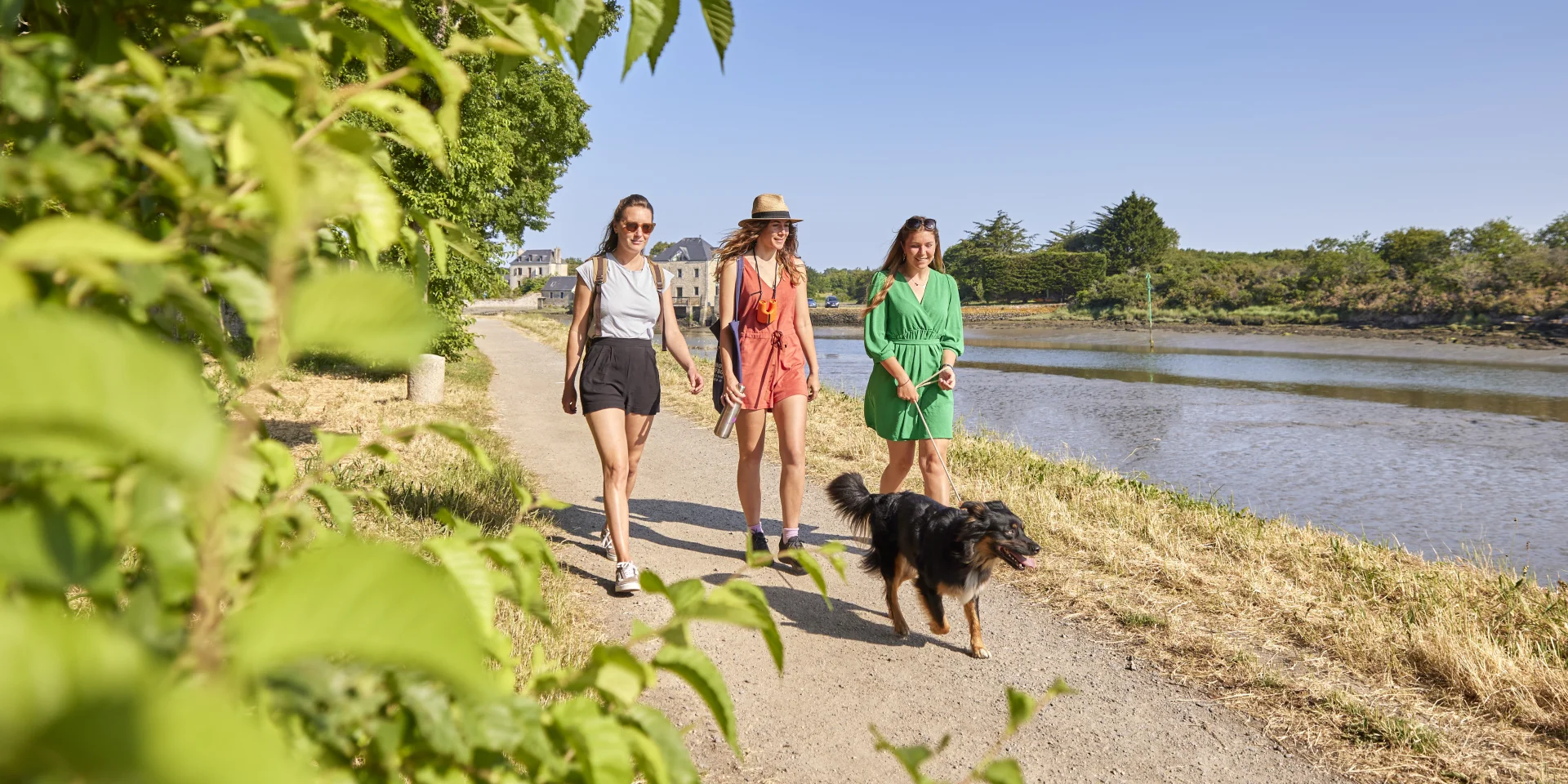 Balade avec son chien au chemin du halage - Pont-l'Abbé