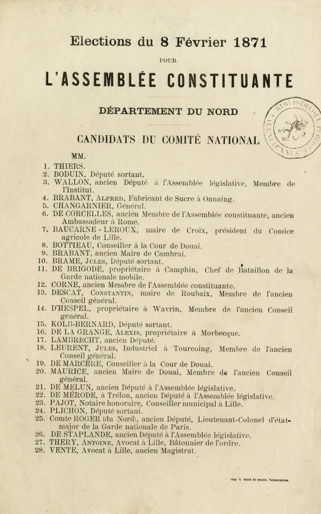 Liste Des Candidats 1871