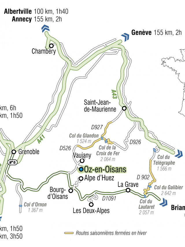 Carte Routiere Accès à Oz En Oisans 2