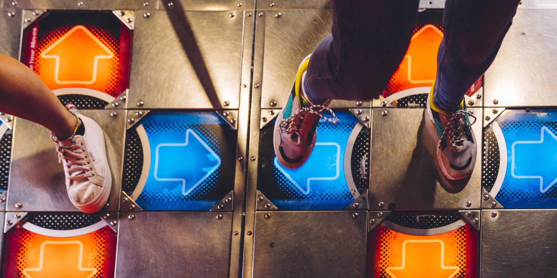 High View Women Playing Dancing Arcade