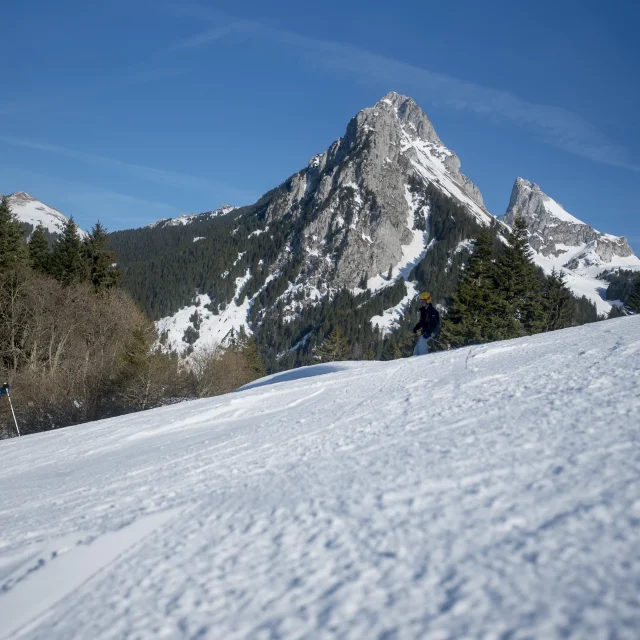 Het skigebied van Bernex. Haute-Savoie, 18 februari 2019.