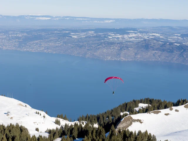 Le domains skiable de Thollon les Mémises, Haute-Savoie, 18 février 2019.