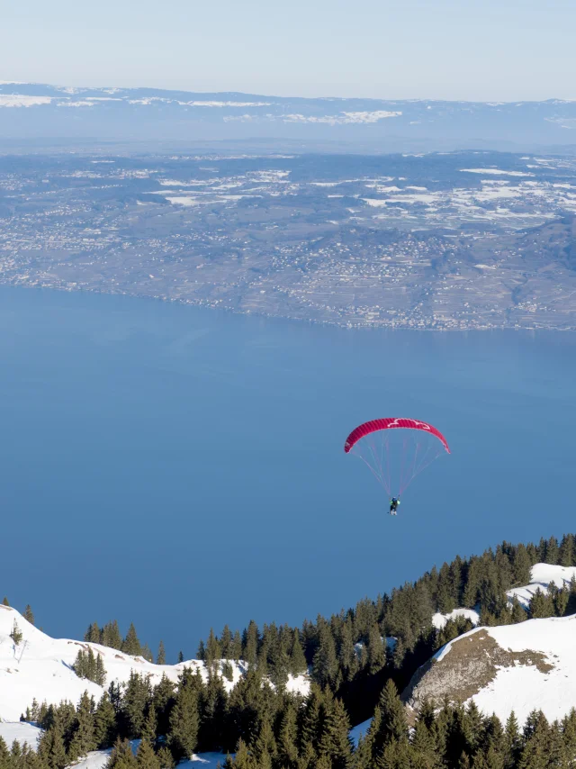 Le domains skiable de Thollon les Mémises, Haute-Savoie, 18 février 2019.