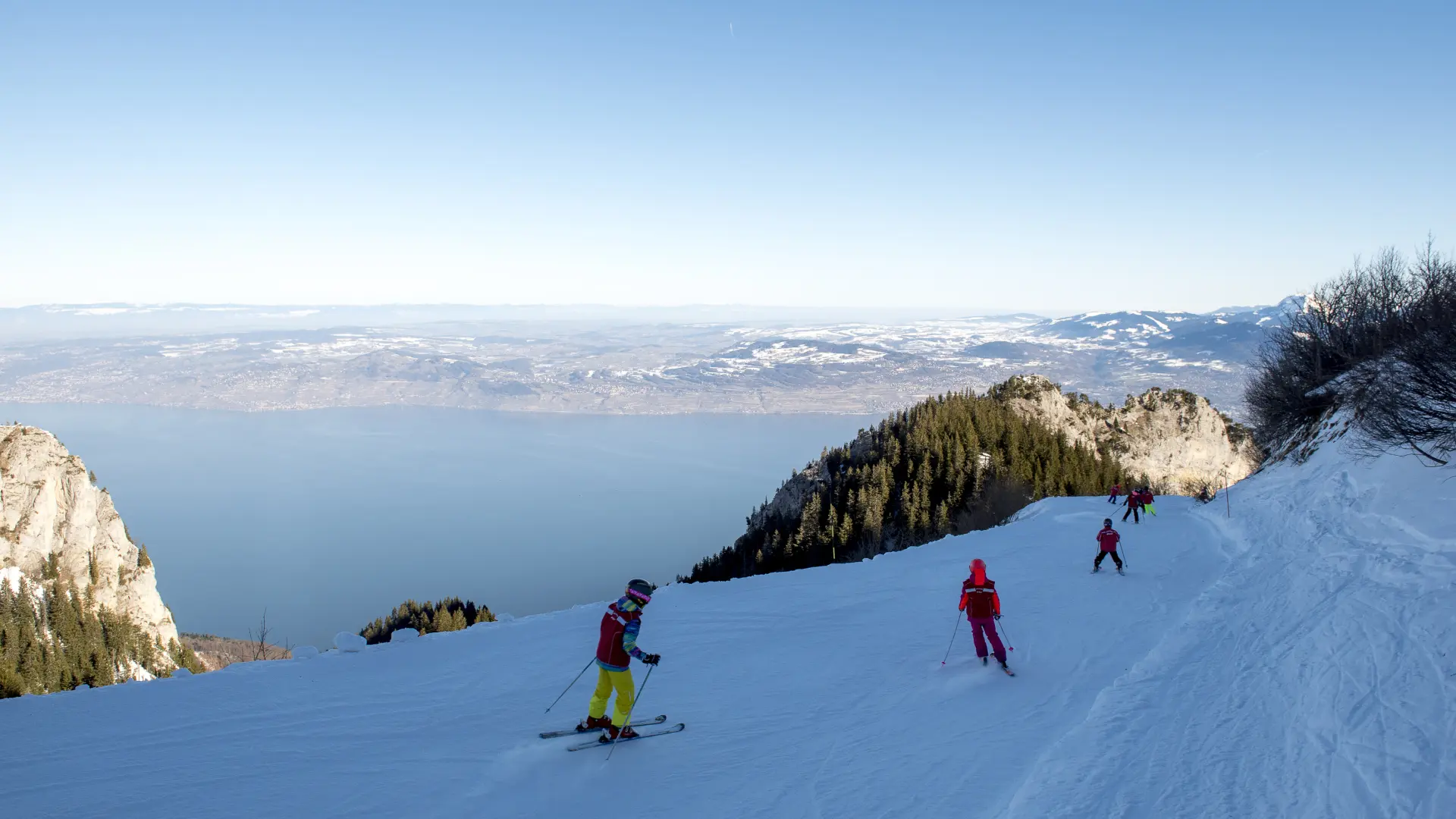 Le domains skiable de Thollon les Mémises, Haute-Savoie, 18 février 2019.