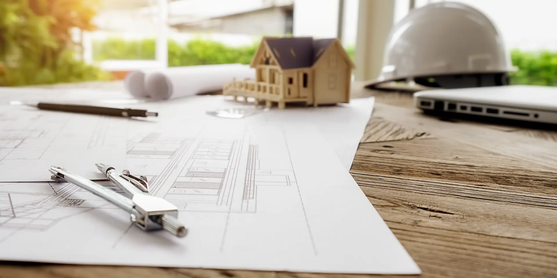 Image of engineering objects on workplace top view.Construction concept. Engineering tools.Vintage tone retro filter effect,soft focus(selective focus)