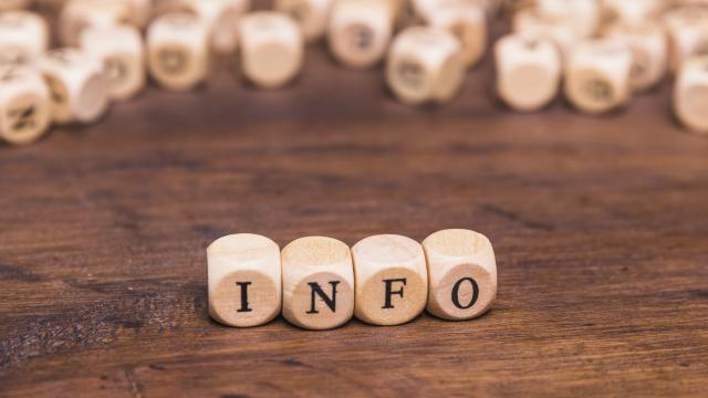 Info Word Written Wooden Dices