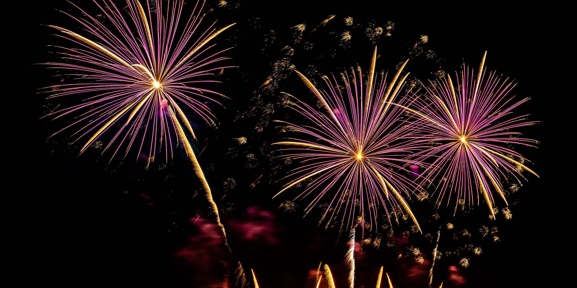 Abstract colorful firework display for celebration anniversary background