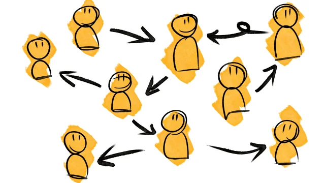 3d group of people talking in social network