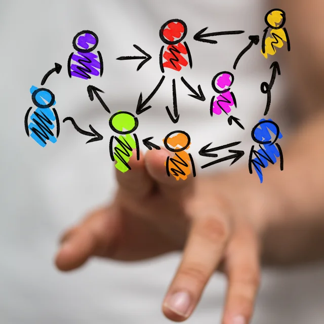 group of people talking in social network
