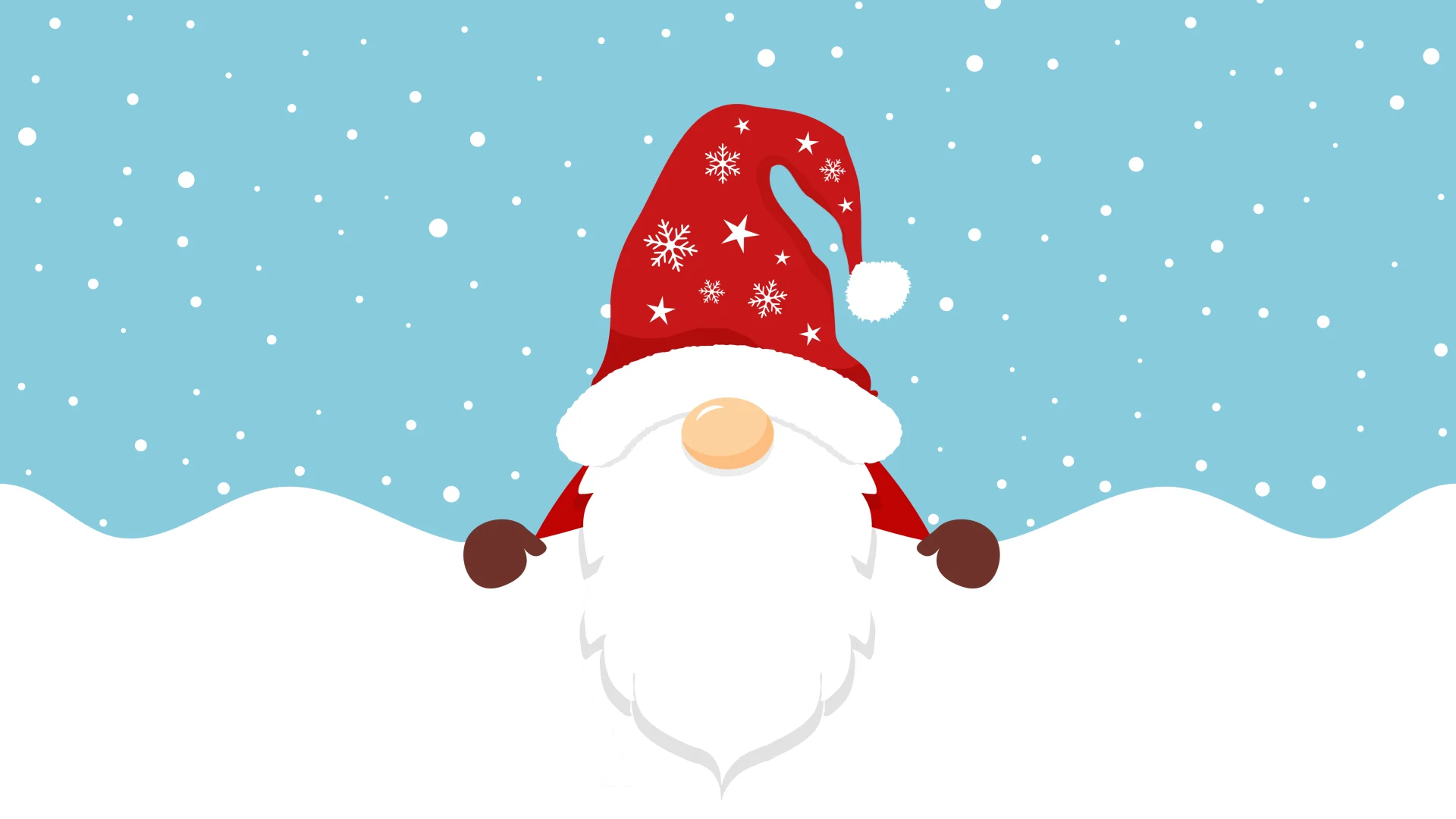 Christmas card with a cute santa on snowy background