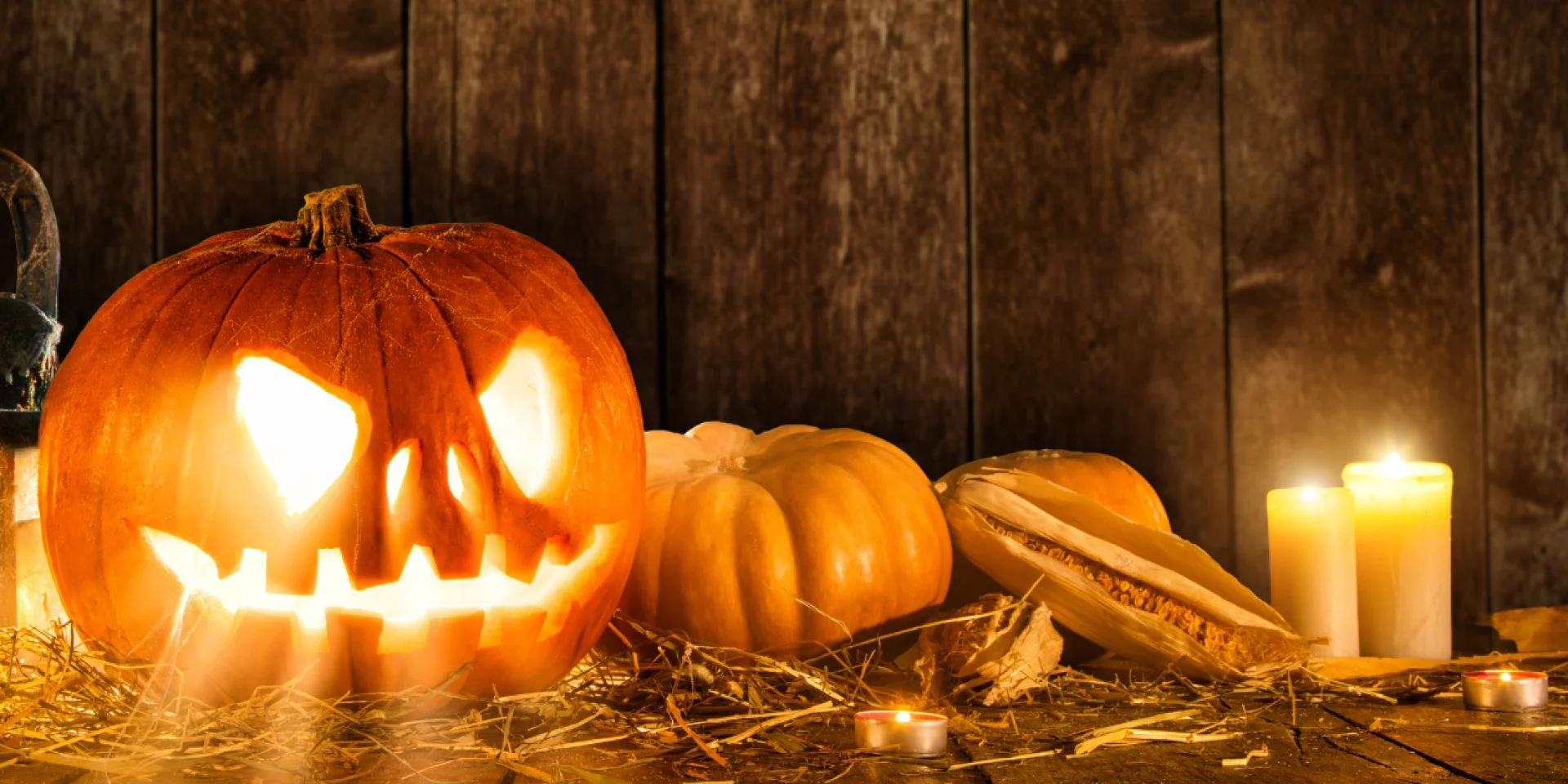 Brown Yellow Halloween Pumpkin Lantern Facebook Cover 1