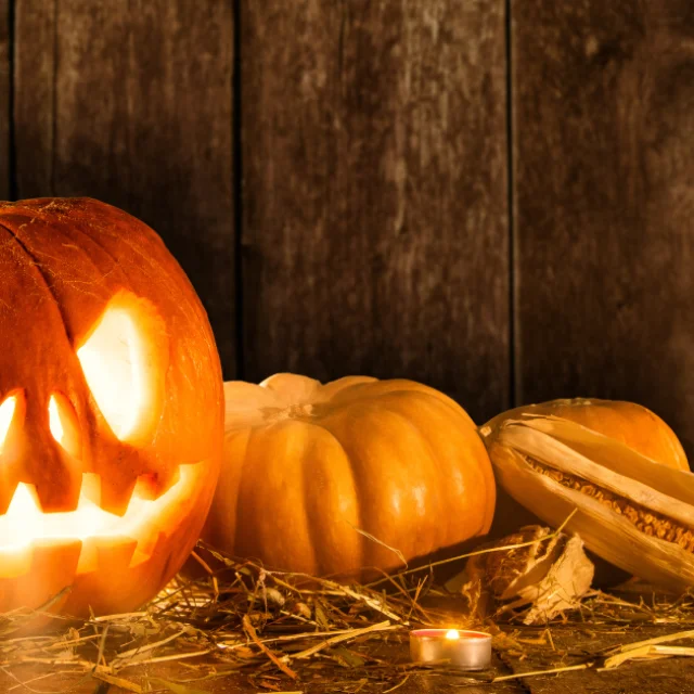 Brown Yellow Halloween Pumpkin Lantern Facebook Cover 1