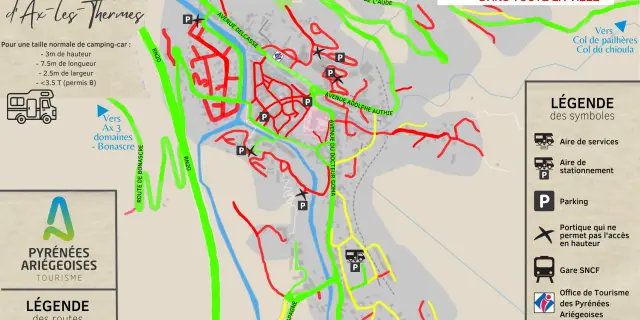 Mapa de rutas accesibles para autocaravanas en Ax-les-Thermes