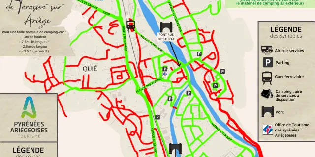 Mapa de rutas accesibles para autocaravanas en Tarascon-sur-Ariège