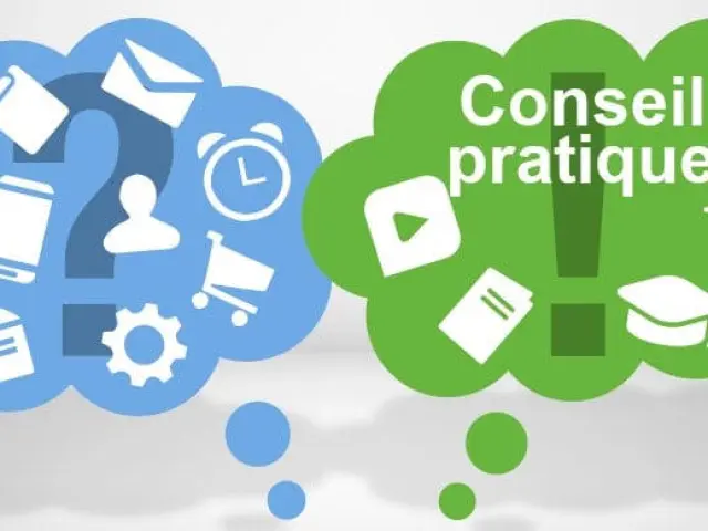 Two clouds, one blue and one green, with icons and text.