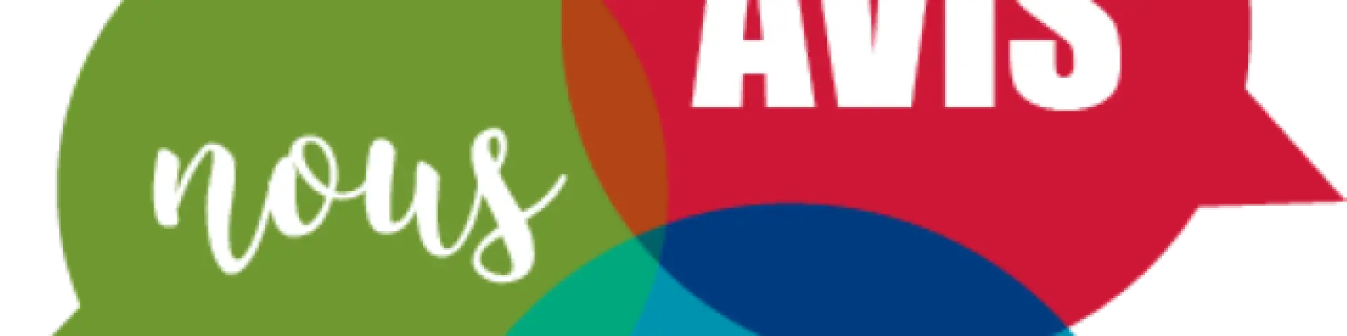 Colorful text bubbles with the words 'Your opinion interests us'