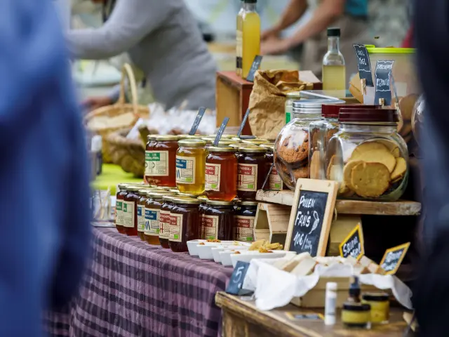 Display of artisan products at a market