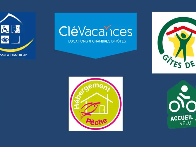 Cinq logos d'organisations touristiques sur fond bleu