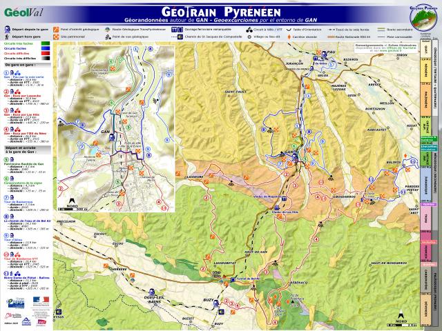 Géotrain pyrénéen : Panneau itinéraire Gan (Béarn - Pyrénées)
