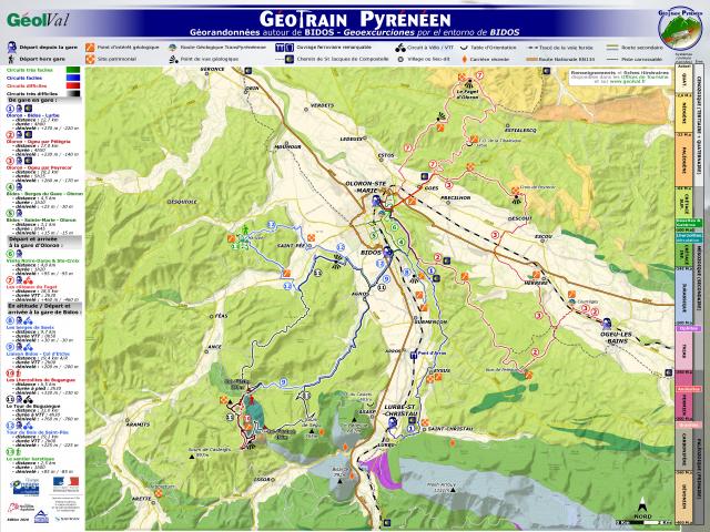 Géotrain pyrénéen : Panneau itinéraire Bidos (Pyrénées béarnaises)