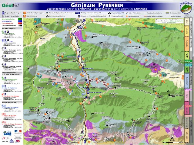 Géotrain pyrénéen : Panneau itinéraire Sarrance (Aspe-Pyrénées béarnaises)