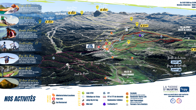 Plan d'été de la station de La Pierre Saint-Martin (Pyrénées béarnaises)