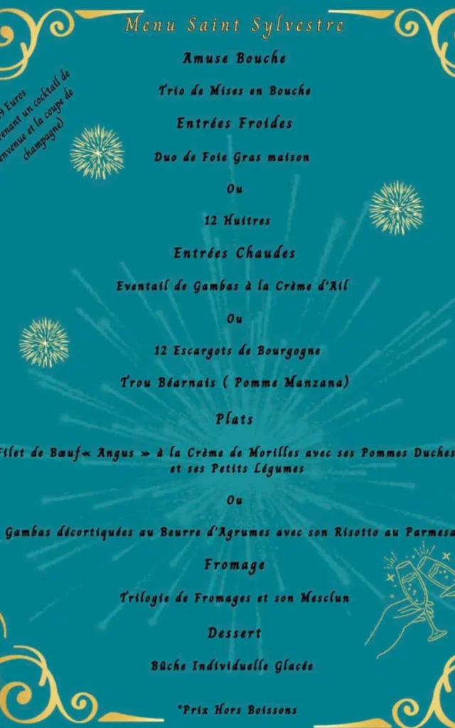 Menu Réveillon au Family's Lanne-en-Barétous
