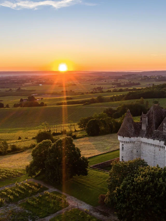 Francia, Dordoña (24), Périgord Pourpre, Monbazillac, Castillo de Monbazillac, (vista aérea)//Francia, Dordoña, Périgord Pourpre, Monbazillac, Castillo de Monbazillac, (vista aérea)