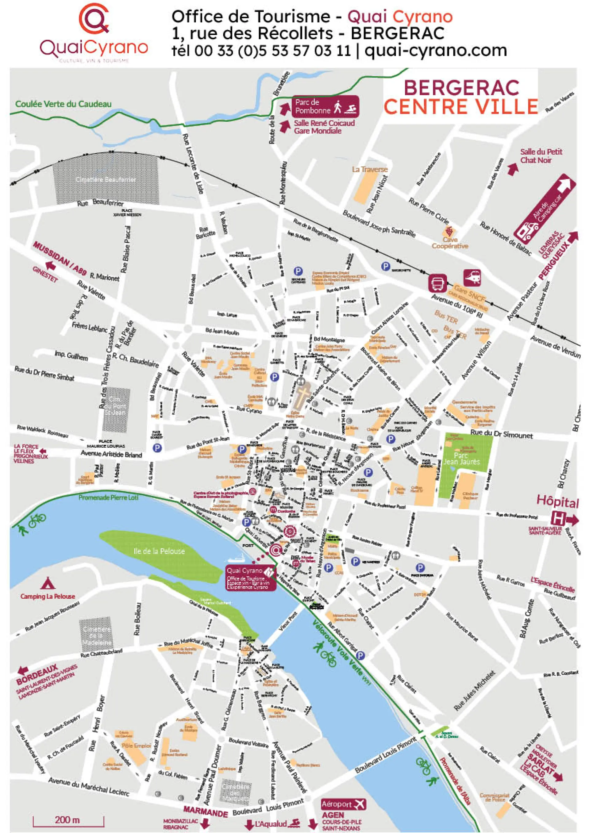 Plan centre ville de Bergerac