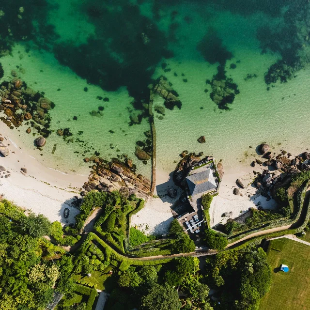 Aerial view of the Beg-Meil coves in Fouesnant