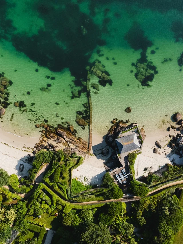 Luchtfoto van de baaien van Beg-Meil in Fouesnant