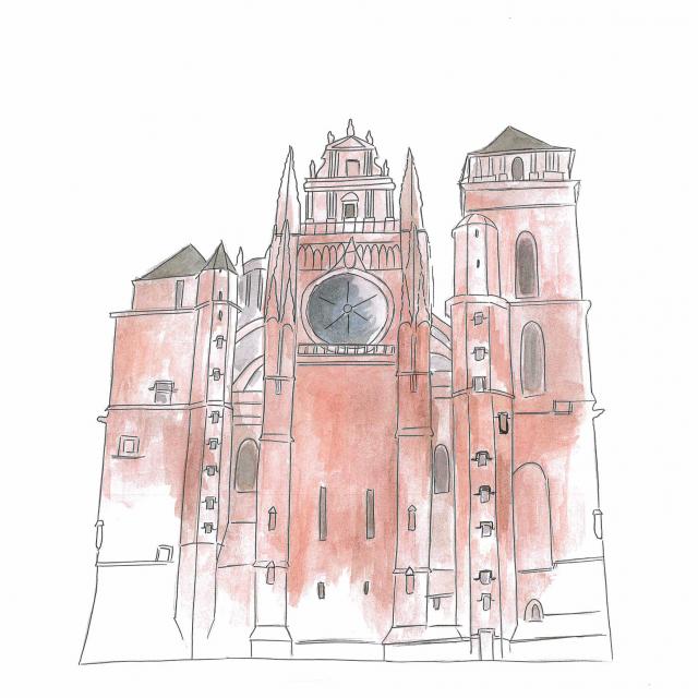 Dessin de la façade de la cathédrale