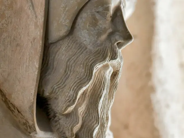 Exposition temporaire Le temps des images. La sculpture en Rouergue à la fin du Moyen Âge - saint Antoine (détail), église paroissiale de Rodelle
