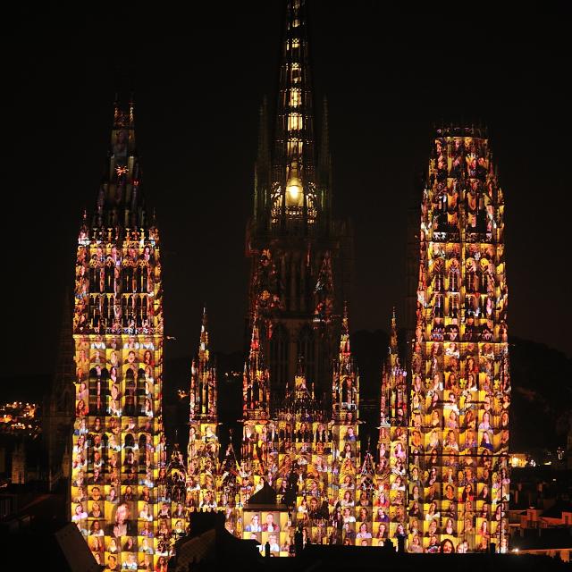 projectie, kathedraal, licht, Monet, tentoonstelling, geluid, plein, Notre-Dame
