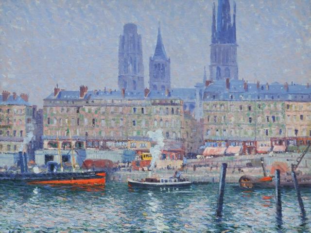 Charles Frechon Collection Larock-Granoff Rouen depuis la Rive Gauche Impressionnisme Art Peinture Beaux Arts Tableau Artiste Normandie France Monuments RMM Impressionnisme