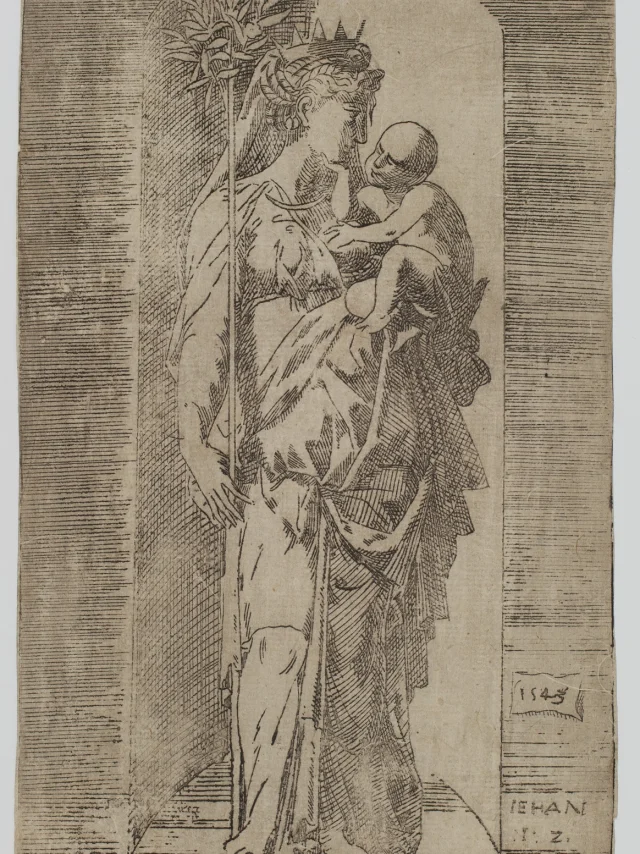 Geoffroy Dumonstier, la Vierge couronnée dans une niche 1943, Bibliothèque nationale de France, département des Estampes et de la Photographie, Réserve, AA1