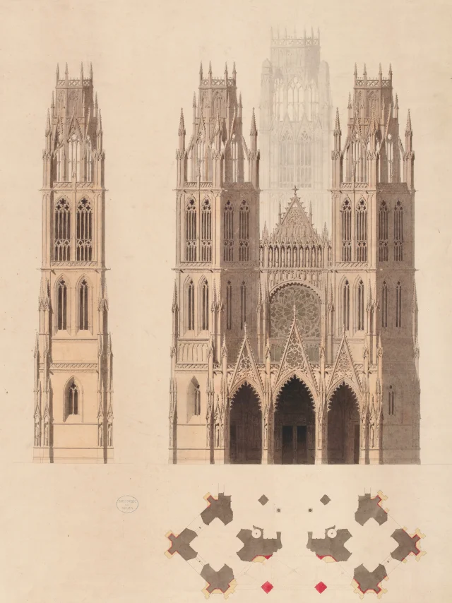 Projet pour la façade de l'abbatiale Saint-Ouen par Grégoire, Bibliothèque Municipale de Rouen Eto G 5513 P