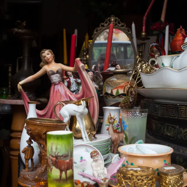 VIENNA, AUSTRIA - MAY, 22: Old vintage objects and furniture for sale at a flea market on May 22, 2018