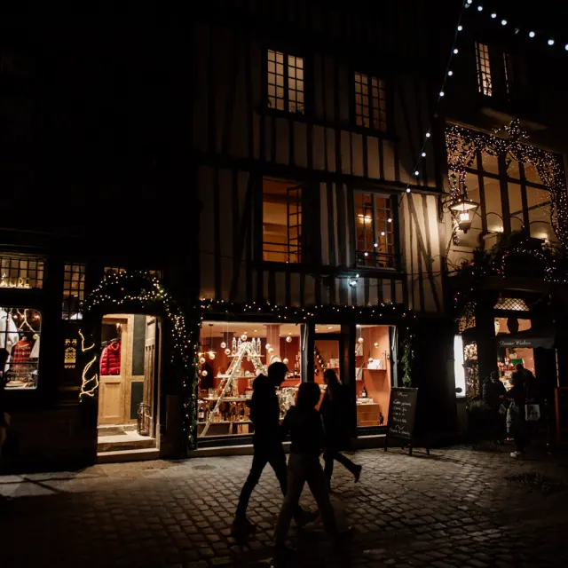 Rouen De Nuit Noel Rue Saint Romain