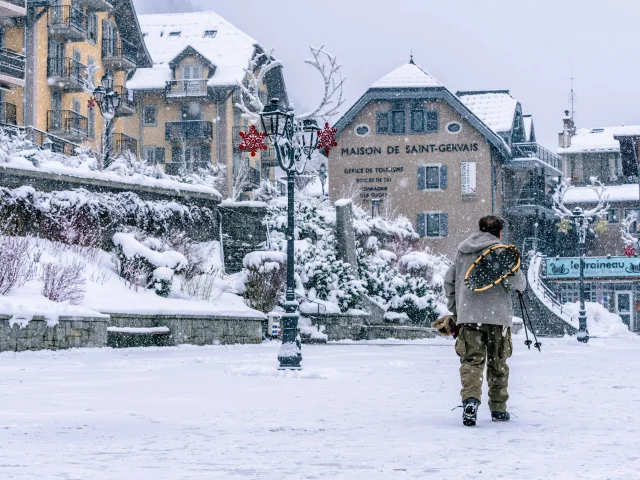 Saint-Gervais Mont-Blanc center in the snow