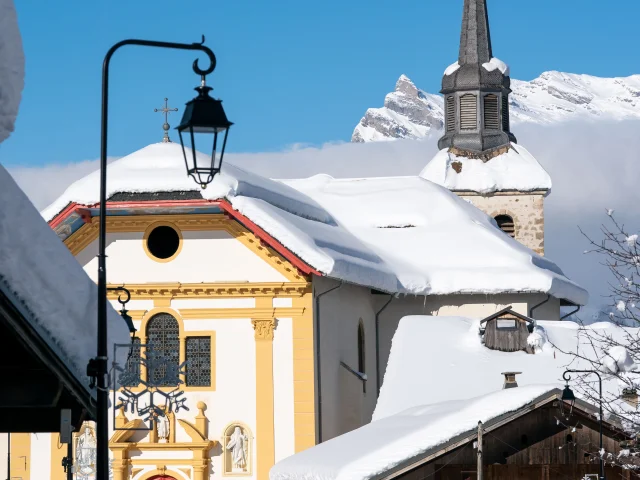 Saint-Nicolas de Véroce church in the snow