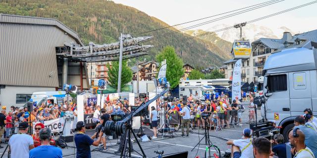 Plateau technique du tour de france 2023 à Saint-Gervais Mont-Blanc