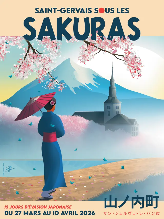 Affiche A3 fond perdu Saint Gervais sous les sakura