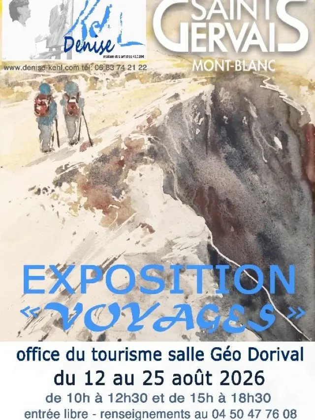 Affiche Exposition Voyages de Denise Kehl salle Géo Dorival à Saint-Gervais