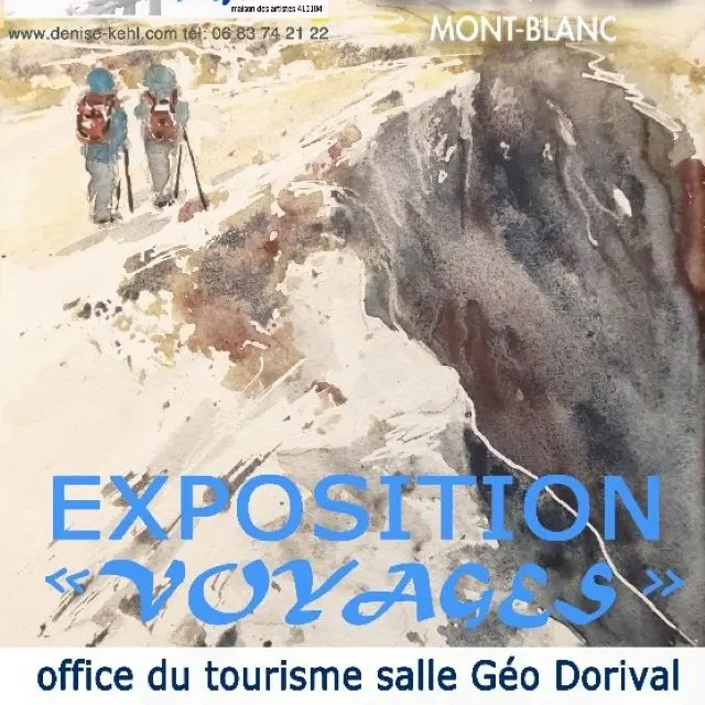 Affiche Exposition Voyages de Denise Kehl salle Géo Dorival à Saint-Gervais