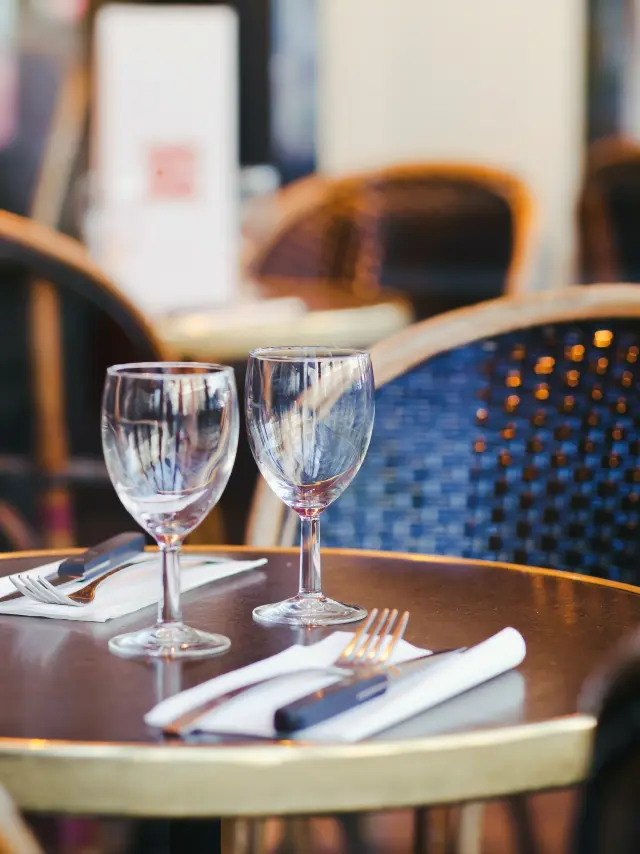 table with two goblets in restaurant