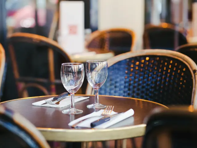 table with two goblets in restaurant