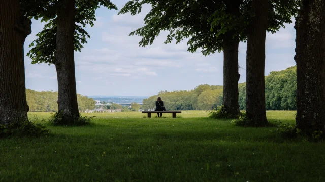 Personne sur un banc dans le domaine de Marly à Marly-le-Roi